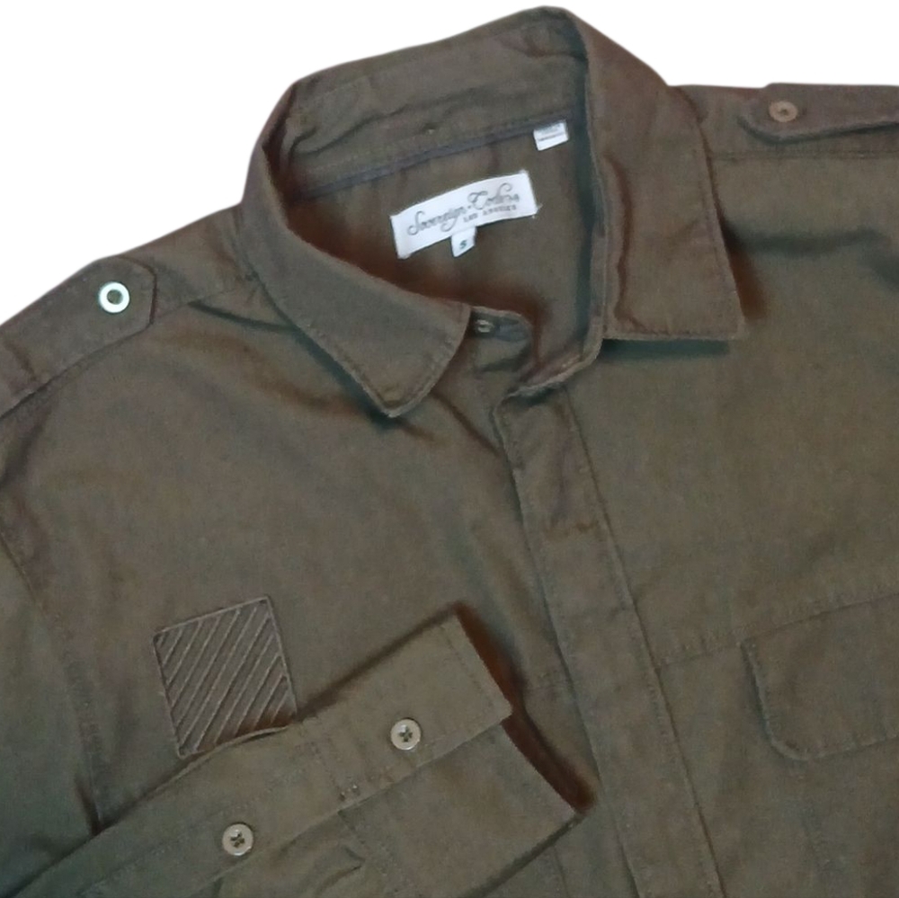 Sovereign Code L.A Olive‎ Military General Style Shirt Mens Small